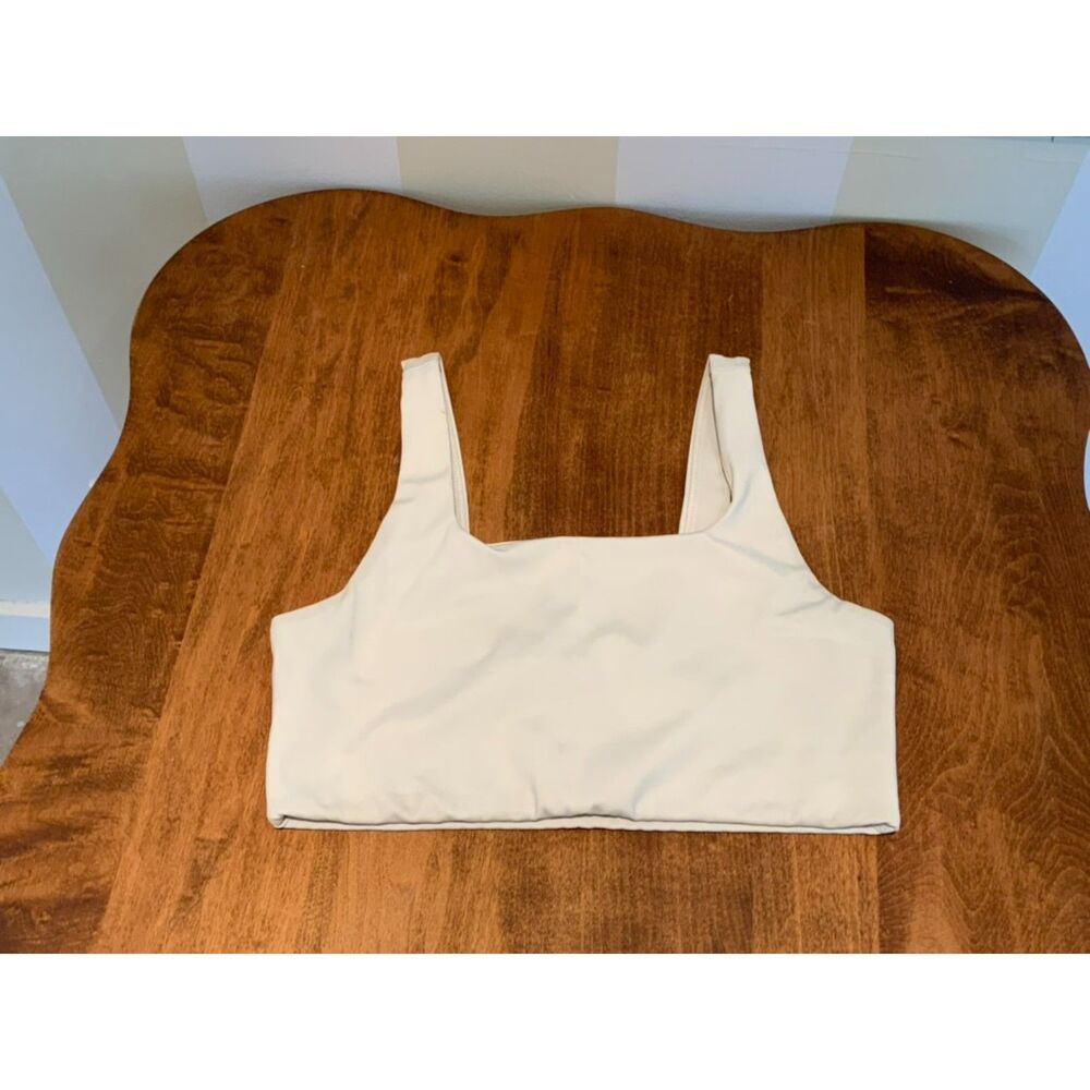 Girlfriend Collective White Square Neck Sports Bra Crop Top Size S